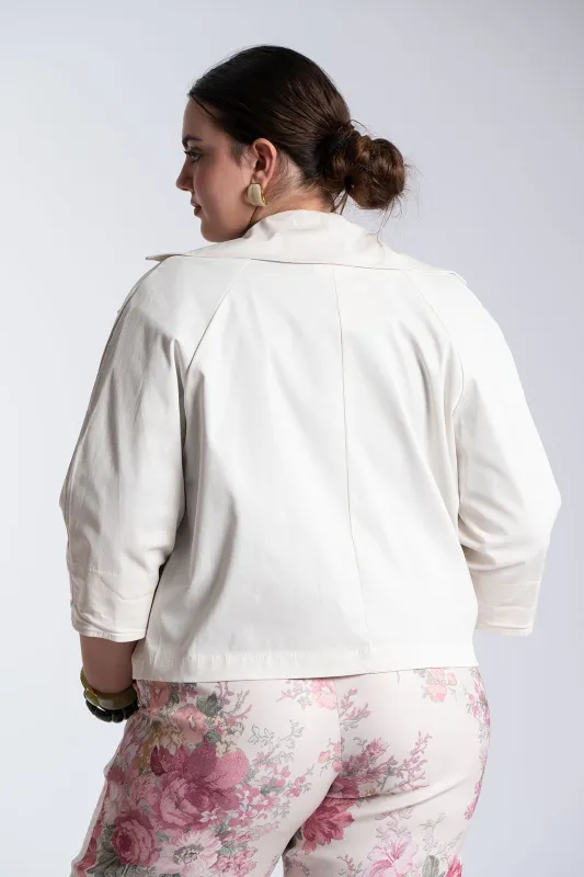 Solid-Color Cotton Crop Jacket 