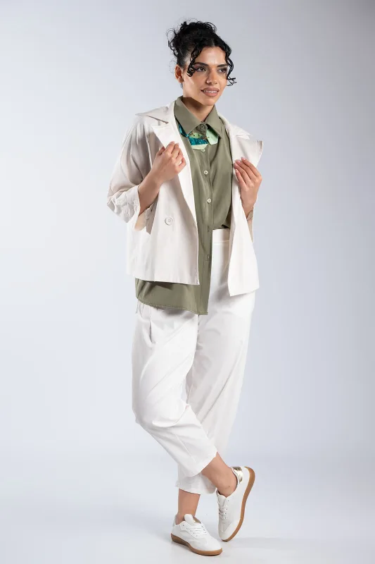 Solid-Color Cotton Crop Jacket 