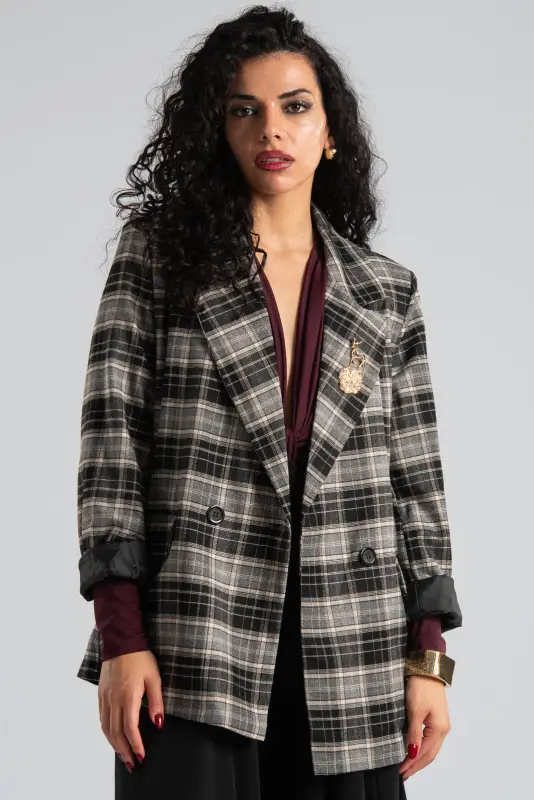 Σακάκι Καρό Αποσπώμενες Καρφίτσες
