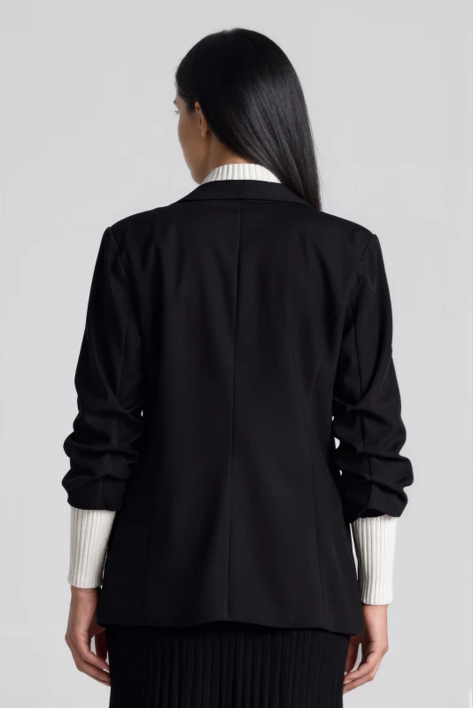 Blazer Solid-Color Over with Ruffles 
