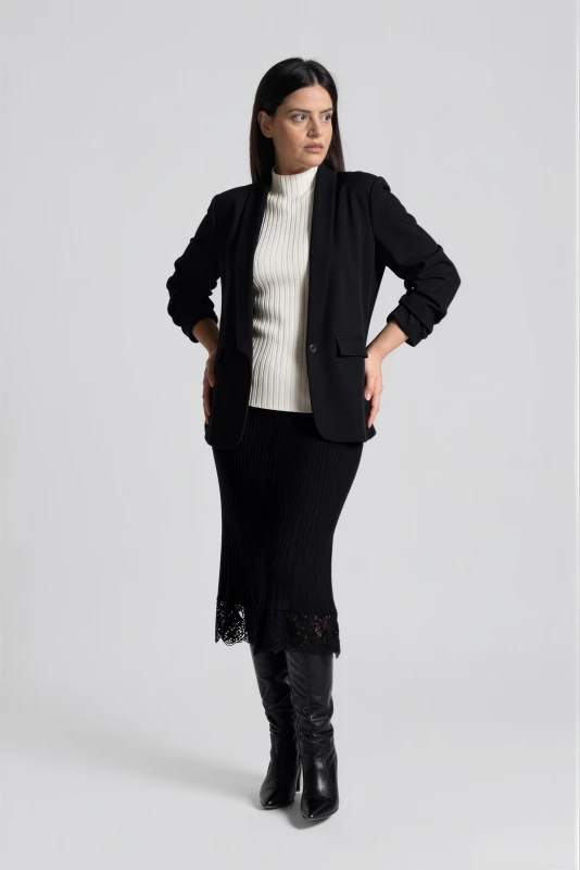 Blazer Solid-Color Over with Ruffles 