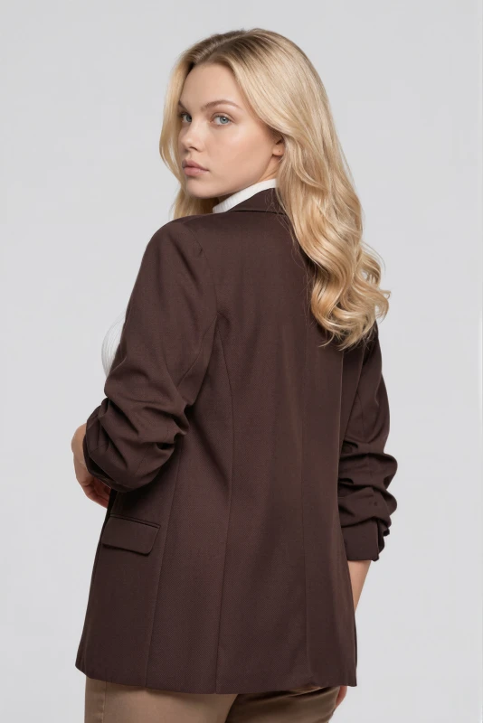Blazer Solid-Color Over with Ruffles 