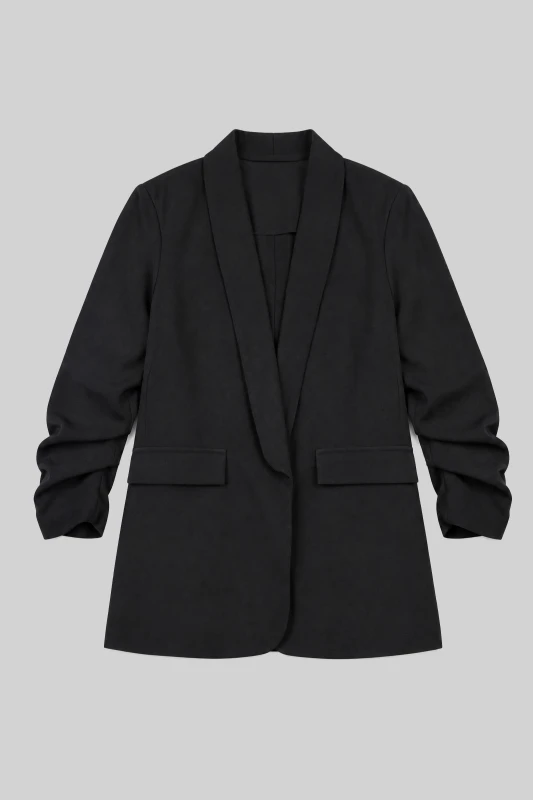 Blazer Solid-Color Over with Ruffles 