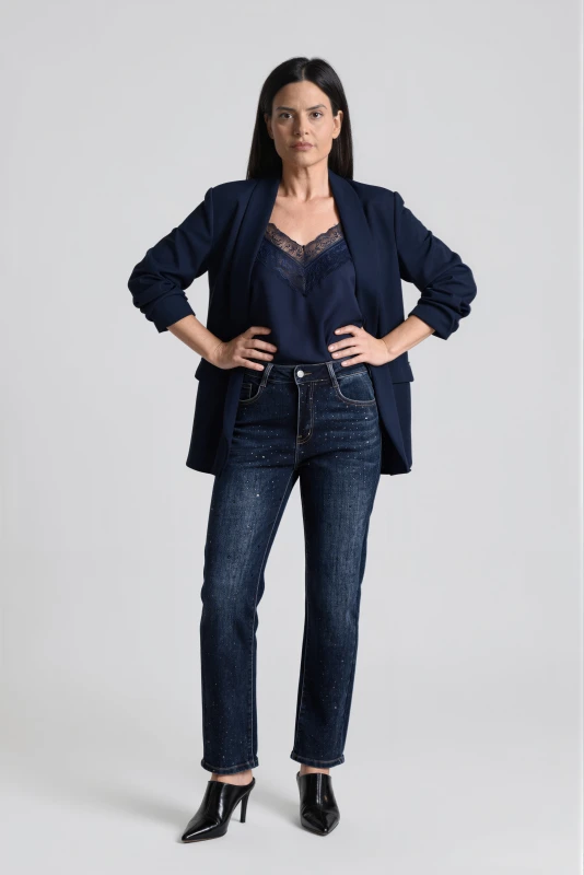 Blazer Solid-Color Over with Ruffles 