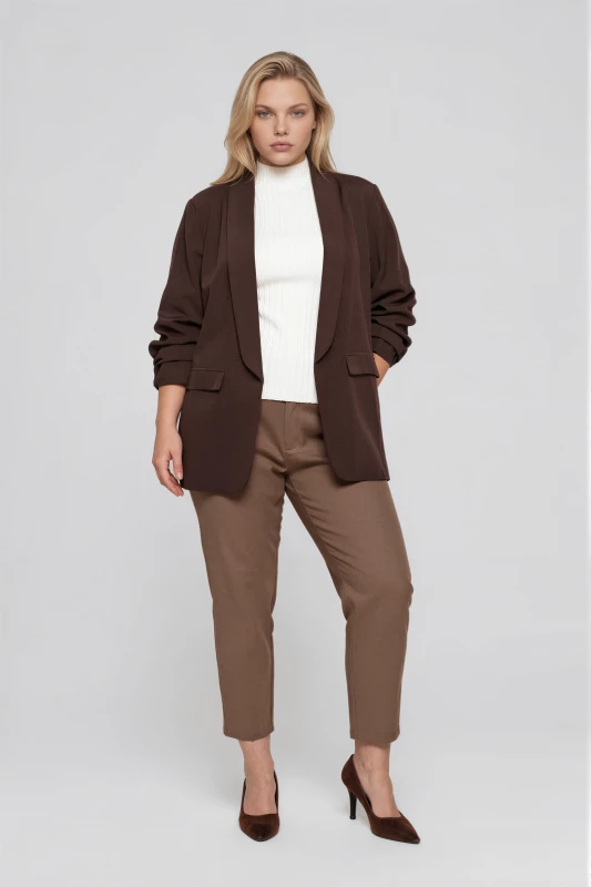 Blazer Solid-Color Over with Ruffles 