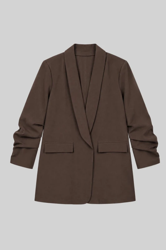 Blazer Solid-Color Over with Ruffles 