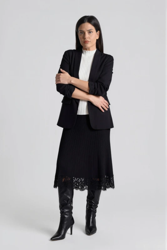 Blazer Solid-Color Over with Ruffles 