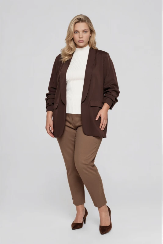 Blazer Solid-Color Over with Ruffles 