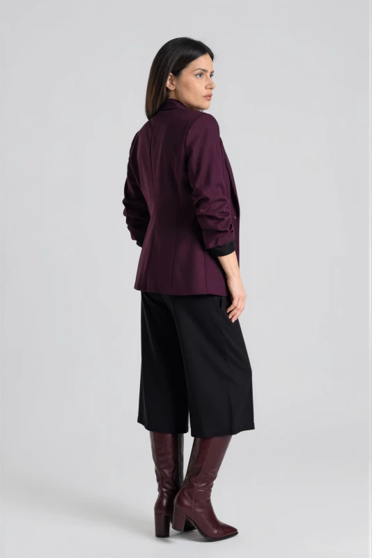 Blazer Solid-Color Over with Ruffles 