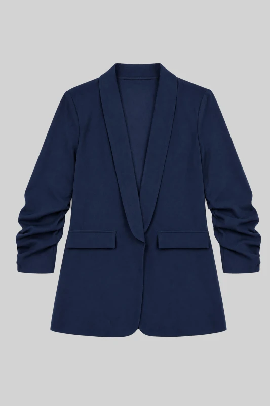 Blazer Solid-Color Over with Ruffles 