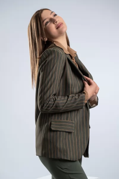 Blazer Striped Caramel-Khaki 
