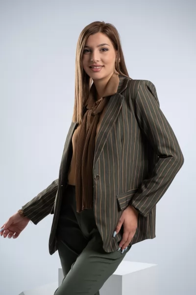 Blazer Striped Caramel-Khaki 