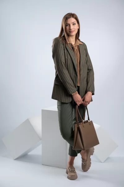 Blazer Striped Caramel-Khaki 