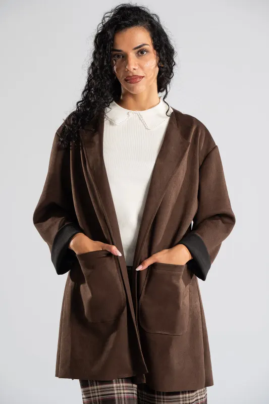 Suede Blazer Square Pockets