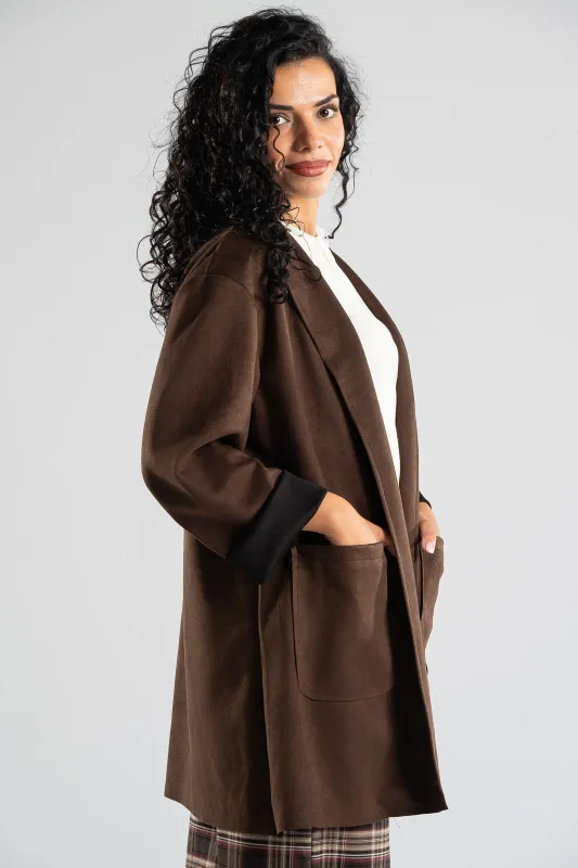 Suede Blazer Square Pockets