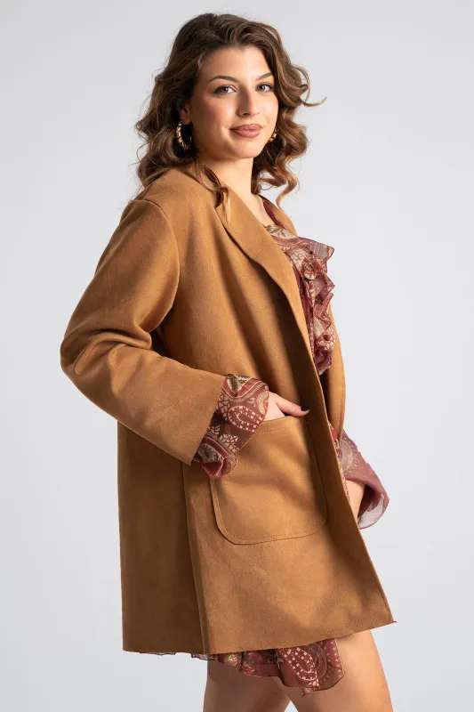 Suede Blazer Square Pockets