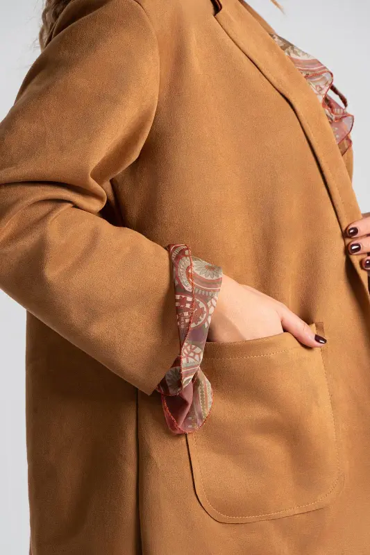 Suede Blazer Square Pockets