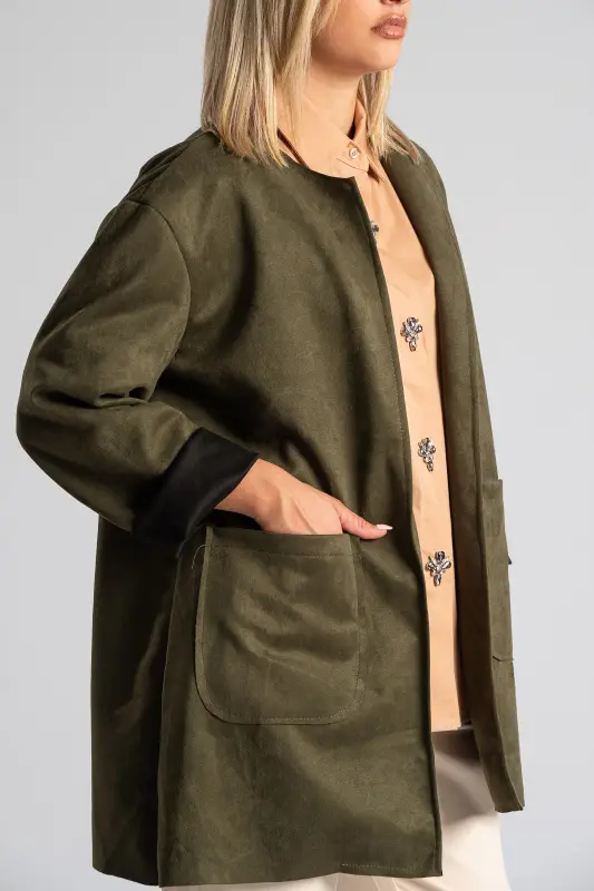 Suede Blazer Square Pockets