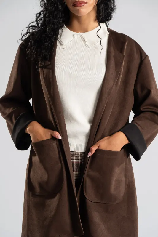 Suede Blazer Square Pockets
