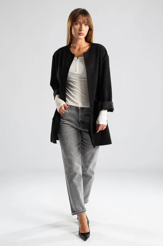 Suede Blazer Square Pockets
