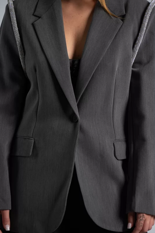Blazer Rhinstones Pads Grey