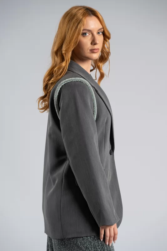 Blazer Rhinstones Pads Grey