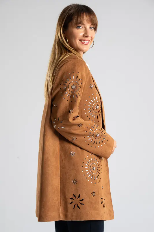 Suede Blazer Perforated  Strass
