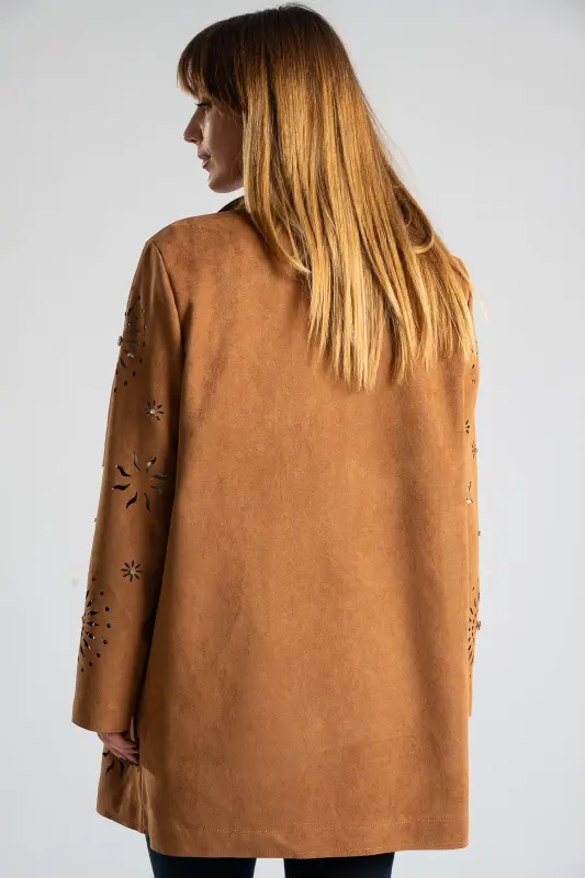 Suede Blazer Perforated  Strass