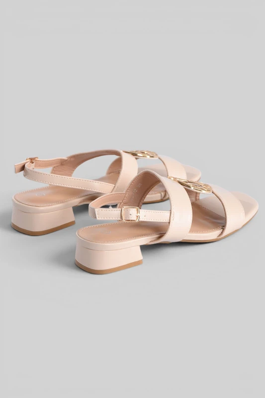 Leatherette Sandals Embossed Buckles