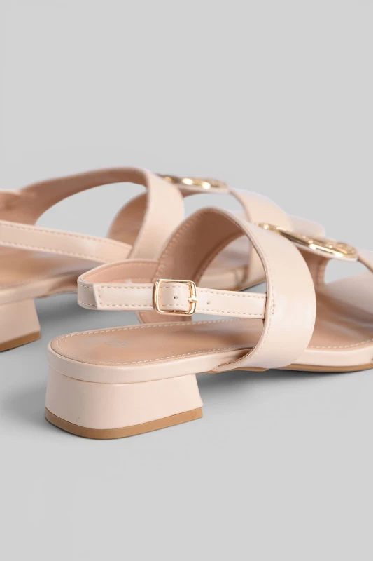 Leatherette Sandals Embossed Buckles