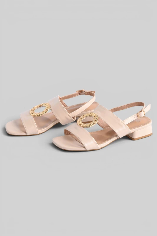 Leatherette Sandals Embossed Buckles