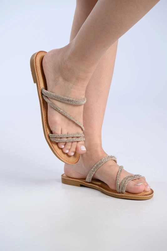Flat Sandals Rhinestone Decorations 
