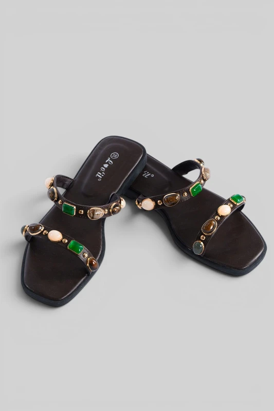 Σανδάλια Mules Διακοσμητικά Πέτρες