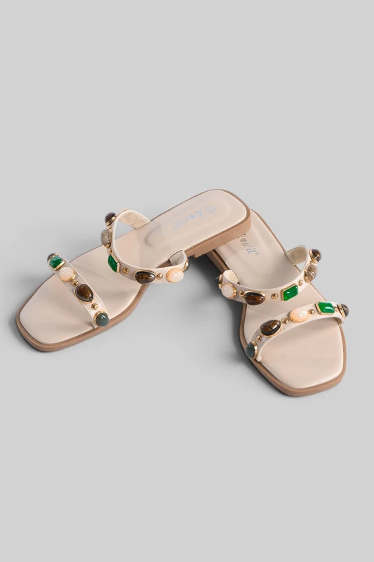 Mules Sandals Decorative Stones 
