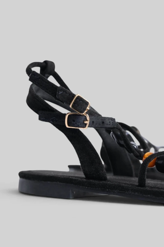Boho Suede Sandals Decorative Beads 