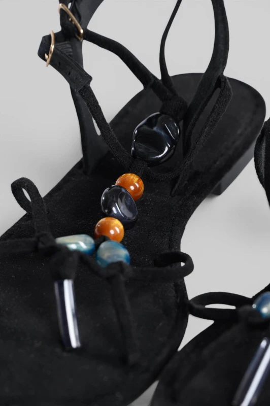 Boho Suede Sandals Decorative Beads 