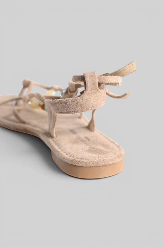 Boho Suede Sandals Decorative Beads 