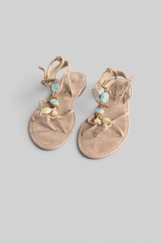 Σανδάλια Suede Boho Διακοσμητικές Χάντρες
