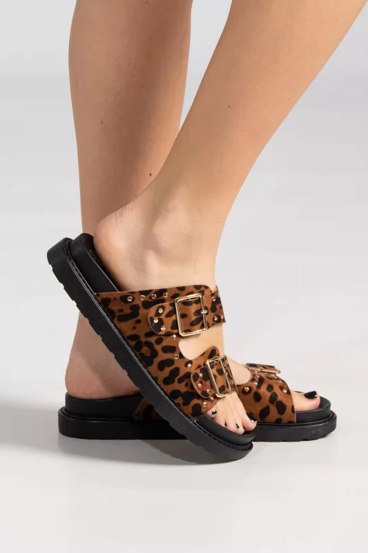 Σανδάλια Suede Leopard