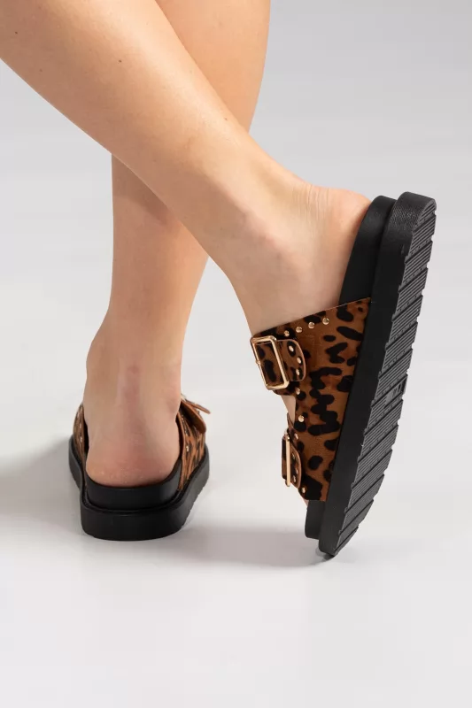 Σανδάλια Suede Leopard