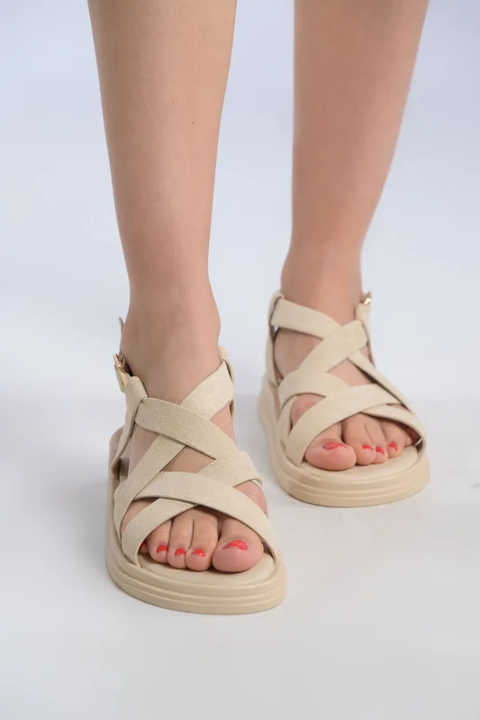 Σανδάλια Suede Χιαστί Λουράκια