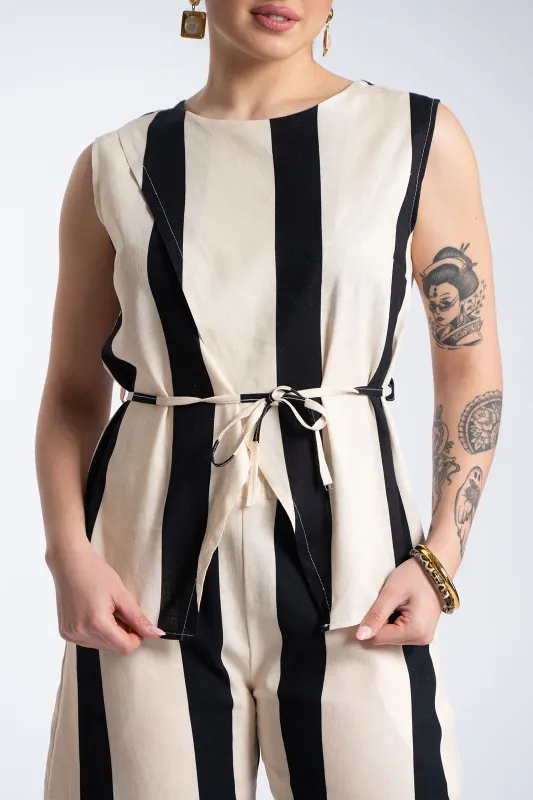 Σετ Αμάνικη Μπλούζα-Παντελόνι Ριγέ