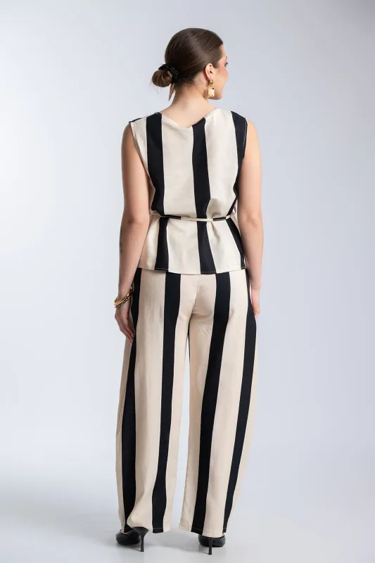 Σετ Αμάνικη Μπλούζα-Παντελόνι Ριγέ