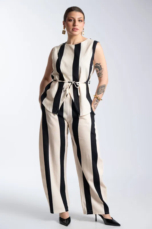 Σετ Αμάνικη Μπλούζα-Παντελόνι Ριγέ