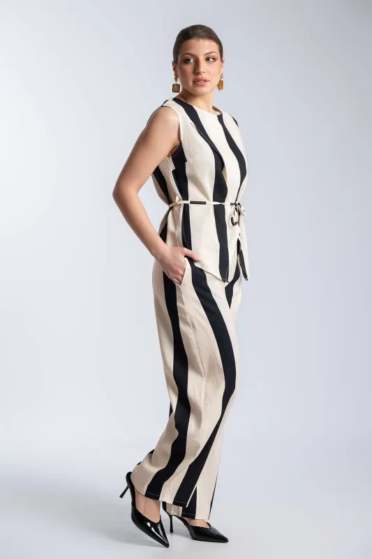 Σετ Αμάνικη Μπλούζα-Παντελόνι Ριγέ