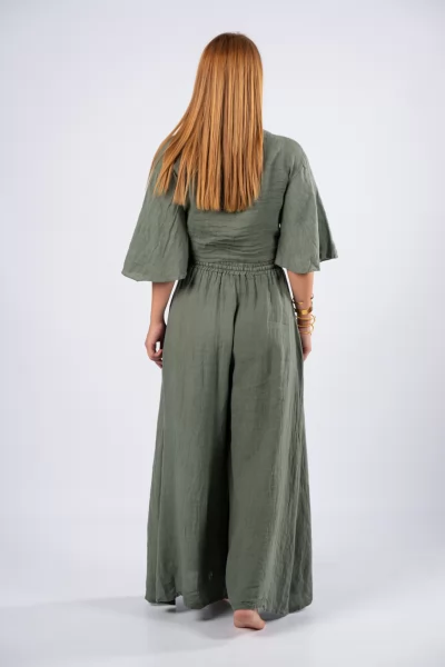 Set Crop-Pantelona Linen Khaki