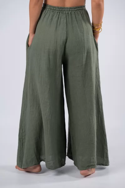 Set Crop-Pantelona Linen Khaki