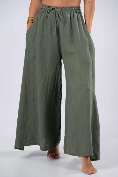 Set Crop-Pantelona Linen Khaki