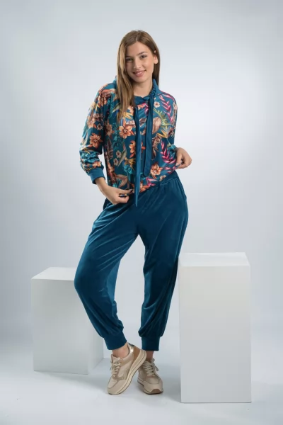 Σετ Φόρμας Velvet Floral Μπλε