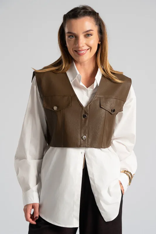 Set Leather Vest and Shirt 